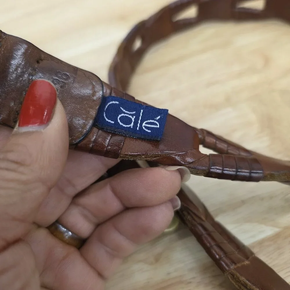 Cale Spanish Brown Leather Braided Boho Western Belt Sz 36 Statement Belt - Picture 4 of 9